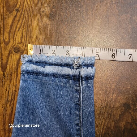 Ann Taylor Jeans Sz 4 Skinny Ankle Mid Rise Fringe Tier Hem Medium Wash Stretch - Picture 9 of 10